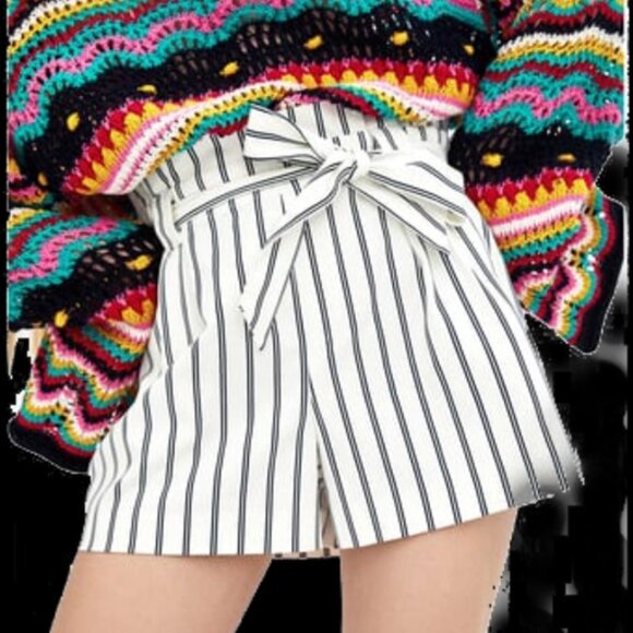Zara TRF Striped Belted Shorts - Picture 1 of 3